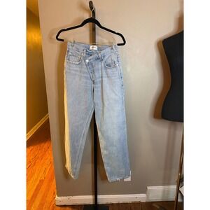 AGOLDE Criss Cross Upsize High Rise Straight Leg Jeans Light Wash Blue Size 24